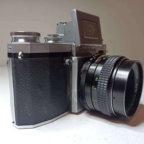Vintage Film Camera Practica FX used without lens with TLR-style viewfinder