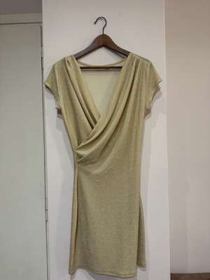 MANGO dress used, short sleeve, beige gold, size M
