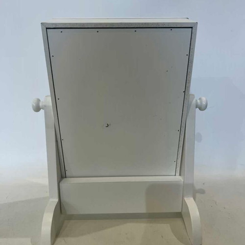 White tabletop jewelry box with mirror used 28x22x12 cm