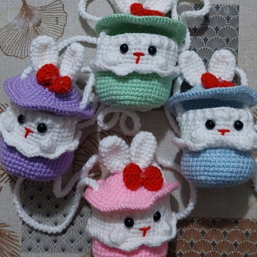 Knitted Bunny Egg Holders new in various colors