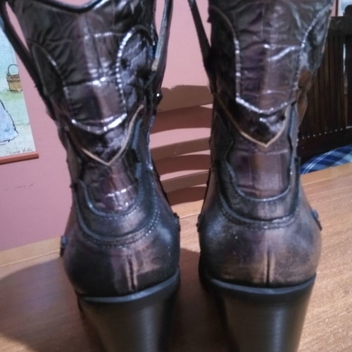 Migato Western Boots 38 New Leather Black and Silver