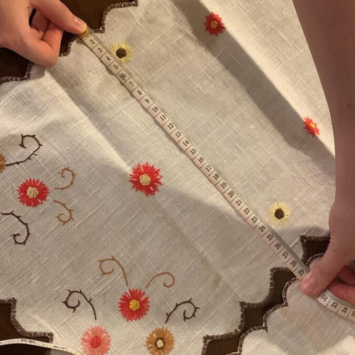 Handmade embroidered flower table runners, set of 2