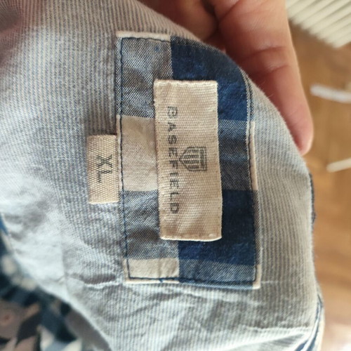 Basefield cotton women's shirt L/XL like new, white and blue