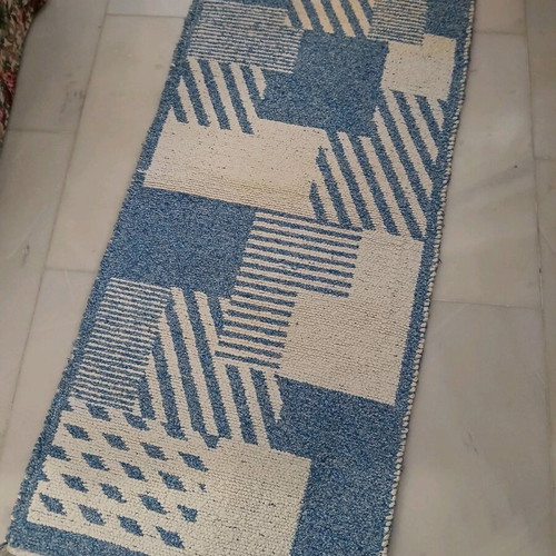 Handmade woven rug like new, cotton, 1.38x55 cm