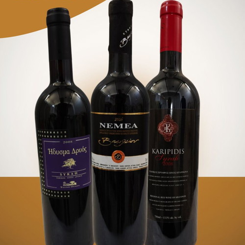 Vintage Greek red wines pack with Idysma Dryos, Nemea Vassiliou, Karipidis Syrah
