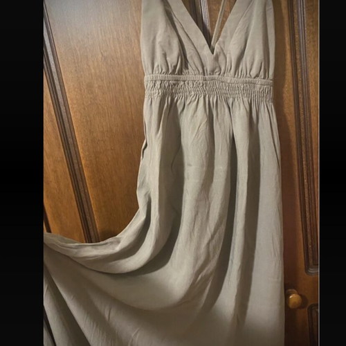 Iso summer backless dress used, khaki, size M
