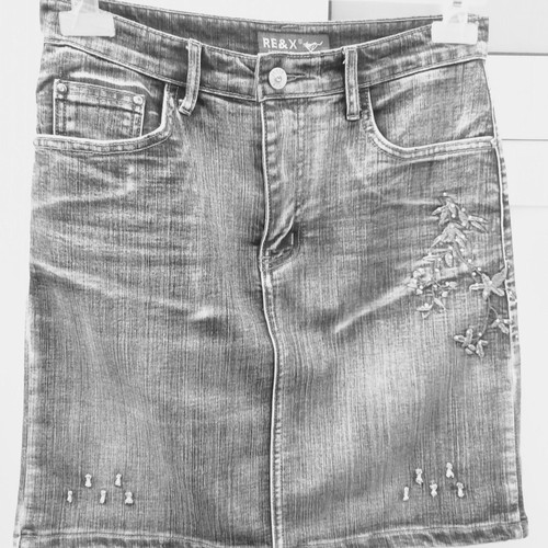 RE&X denim skirt, size 42, blue washed cotton blend