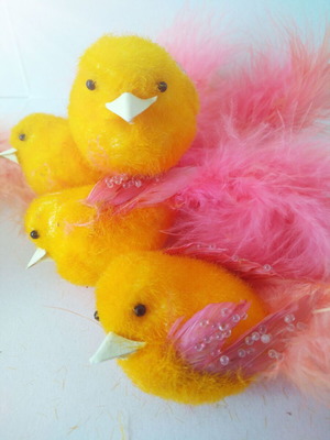 Set of 6 decorative birds with feathers new