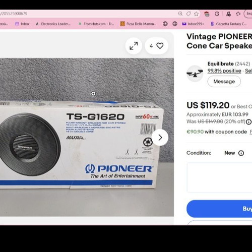 Pioneer TS-G1620 6,5" διπλοκώνος ηχεία αυτοκινήτου 60W σαν καινούργια