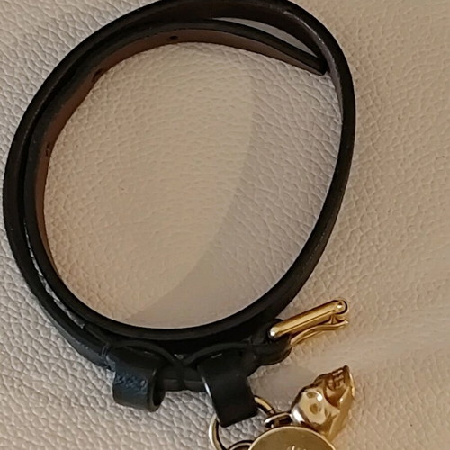 Alexander McQueen leather double wrap skull bracelet like new