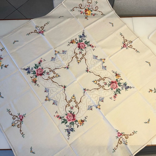 Handmade tablecloth with matching napkins new from Switzerland