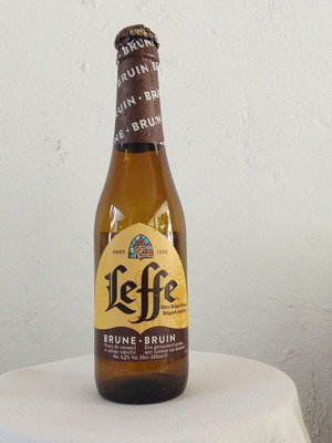 Leffe Brune rare collectible beer bottle, brown, Belgium