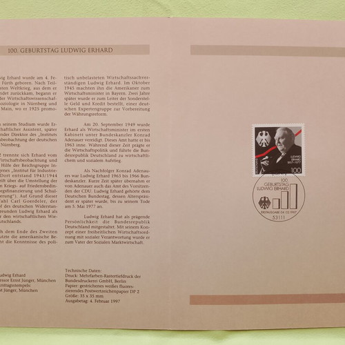Germany 1997 First Day Cover Stamp with Postmark, Bonn