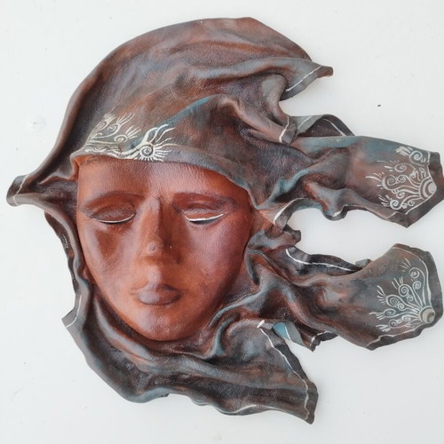Decorative mask made of genuine leather, handmade in Africa