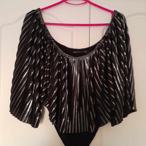Bershka black and silver bodysuit, size S