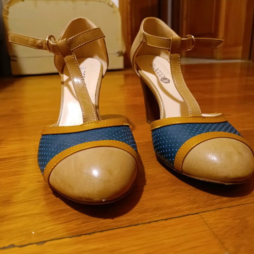 Italian handmade shoes used, size 38, blue and brown