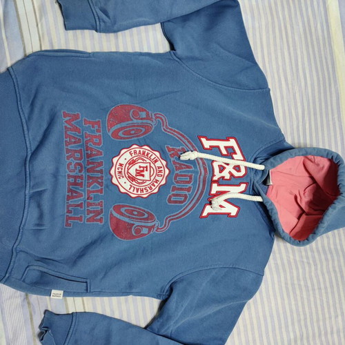 Franklin Marshall hoodie sweatshirt used, size Large, blue