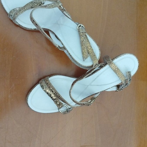Sergio Rossi sandals used, gold suede leather, size 37