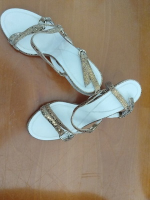 Sergio Rossi sandals used, gold suede leather, size 37