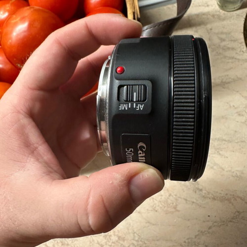 Canon 50mm f1.8 lens with hood