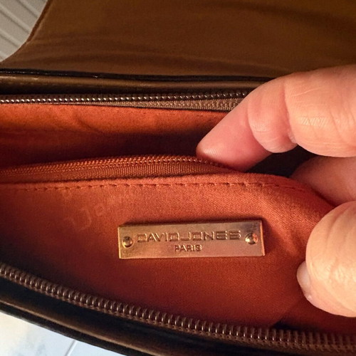 David Jones shoulder bag vintage used, beige and brown leatherette