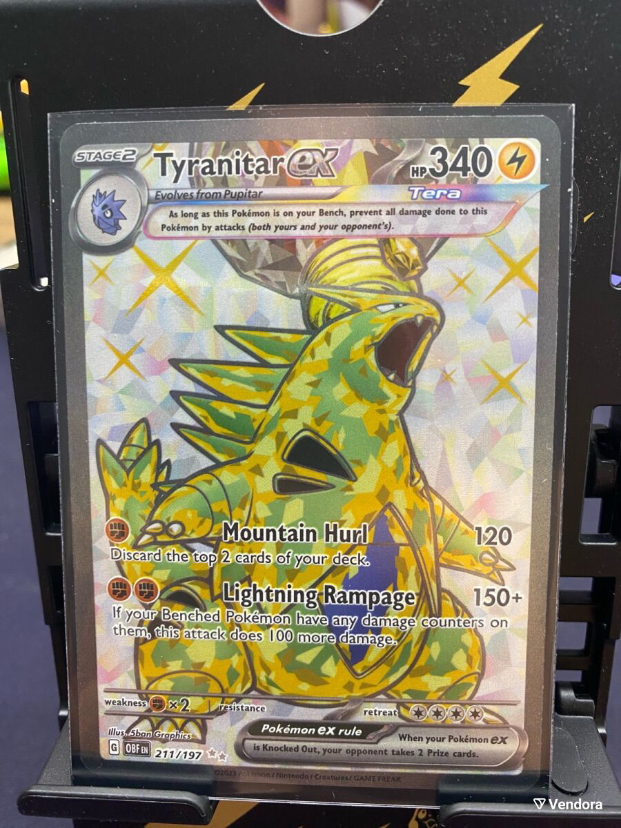 211 197 pokemon card Tyranitar ex - 211/197 - Obsidian Flames your opponent takes 2 Prize cards. Pokemon TCG Tyranitar EX 211/197