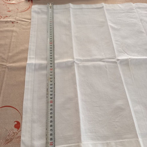 Set of 10 white handmade dinner napkins 53x53 cm