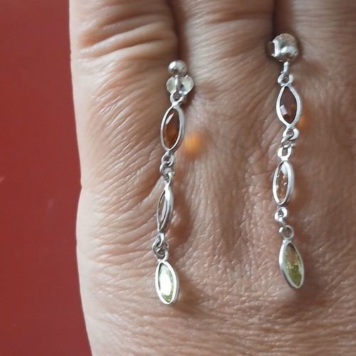 Silver 925 earrings with semi-precious stones, like new, 3.5 cm