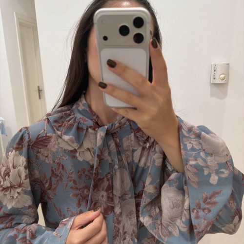 Milkwhite shirt, grey and blue, size M