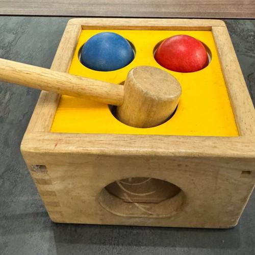 Plan toys hammer used, missing one ball, functional