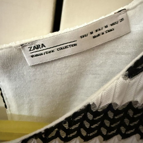 Zara mini dress with cold shoulders, used, black and white