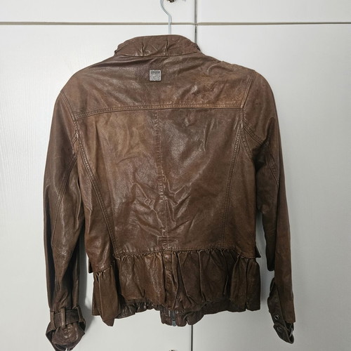 Donna Karan leather brown jacket used, women's medium