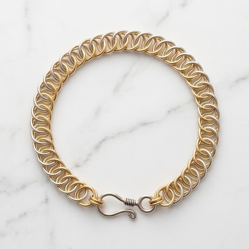 Two Tone Half Persian Bracelet stainless steel 18cm new