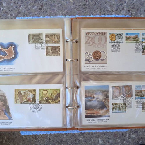 Greek First Day Cover Envelopes New, Set of 45 from 1981 to 1985