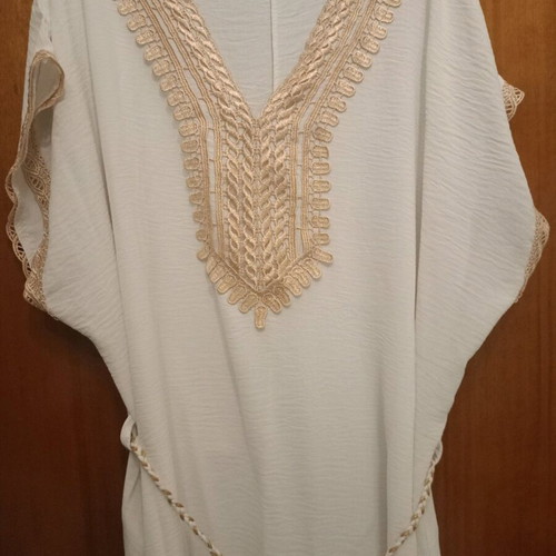 Summer dress new, airy, white and beige