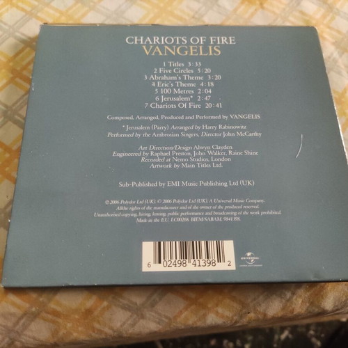 Chariots of Fire CD used 25th anniversary edition soundtrack by Vangelis