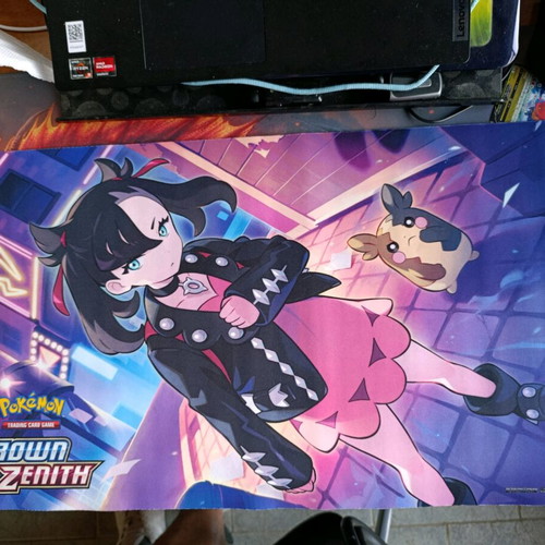 Pokemon Playmat Crown Zenith Marnie and Morpeko like new