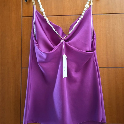 Sativ Draped Lingerie Top new fuchsia with pearl straps