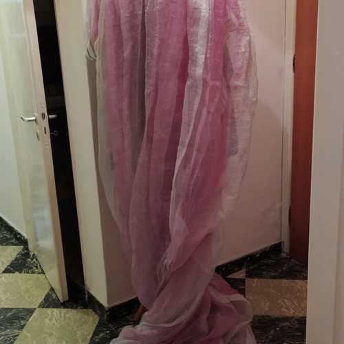 Curtain 200x280 semi-transparent organza style purple pink silver like new