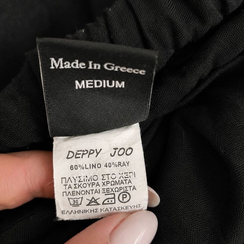 Deppy Joo Black Linen Set S/M Top and Pants like new