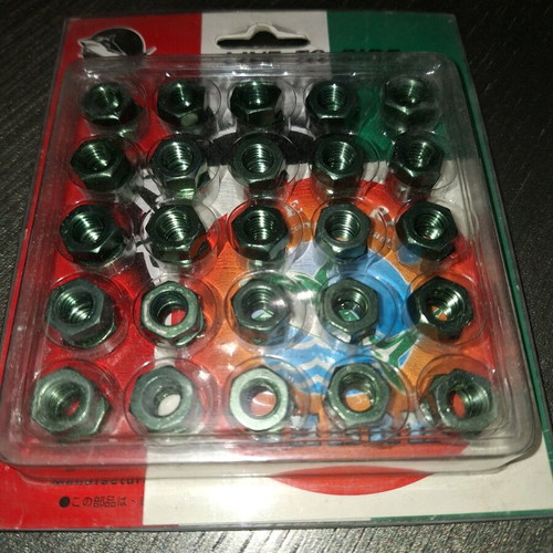 Aluminum nuts m8 green new, pack of 50 pieces