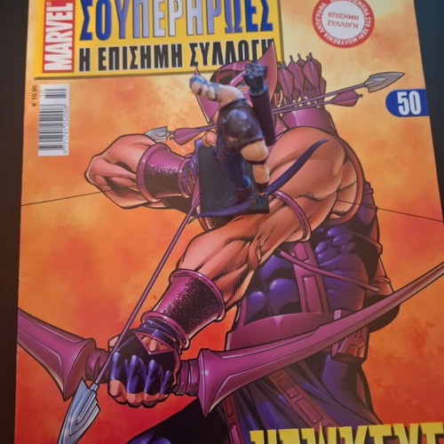 Eaglemoss Marvel Classic Hawkeye refurbished figure with Greek magazine