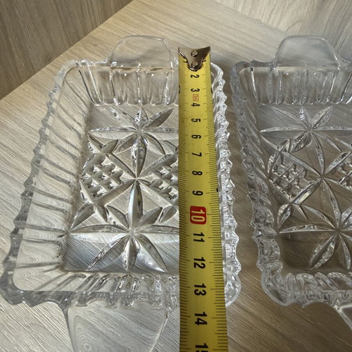 Glass serving plates, set of 2, vintage style