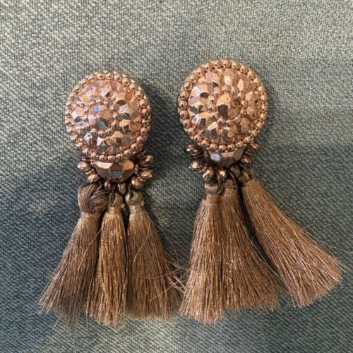 Vintage Atelier earrings new, beige and pink summer tassels
