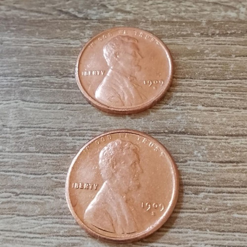 USA One Cent 1909 Lincoln (S) (VDB) replica coin used, set of 2