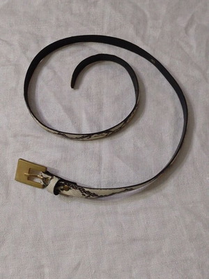 Women's thin belt used with snake print, size 90, beige brown