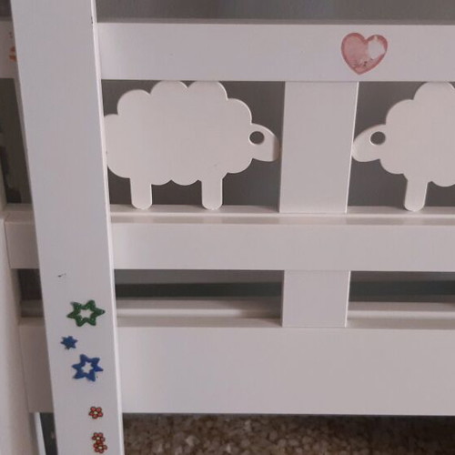 IKEA children's bed used, white with protective railing