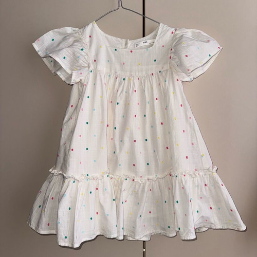 Marks & Spencer dress 4-5 years, cotton, like new, white multicolor