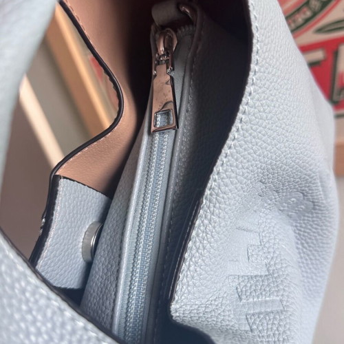 THE SACK BAG handbag and wallet new, baby blue and gray