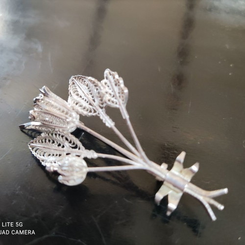Silver filigree handmade pin new